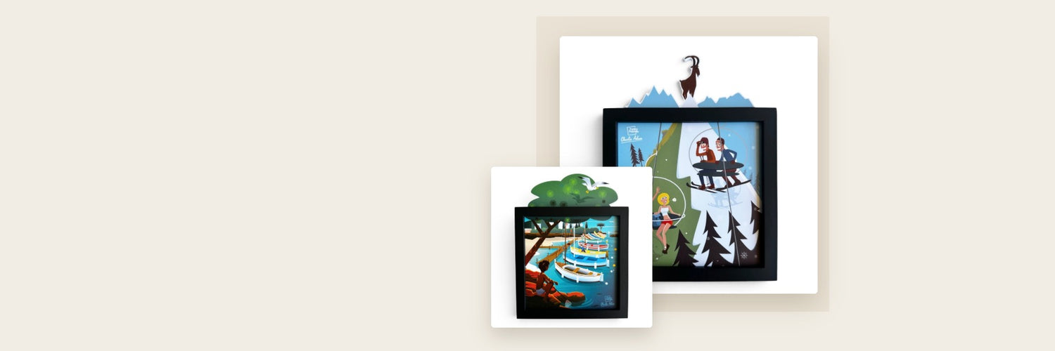 Tableaux Funky Frames a illustrations interchangeables, collection Charlie Adam